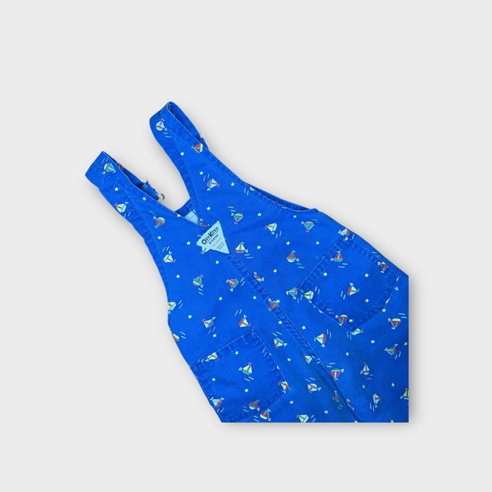 OshKosh B’gosh Vintage Boat Wave Pattern Blue Overalls - Picture 5 of 7